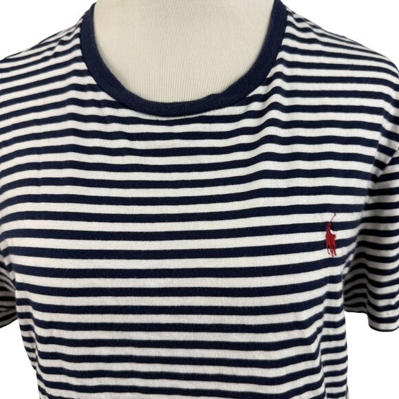 Polo Ralph Lauren Top Women's Large Crew Neck Short Sleeve T-Shirt Logo Stripe - Picture 6 of 12